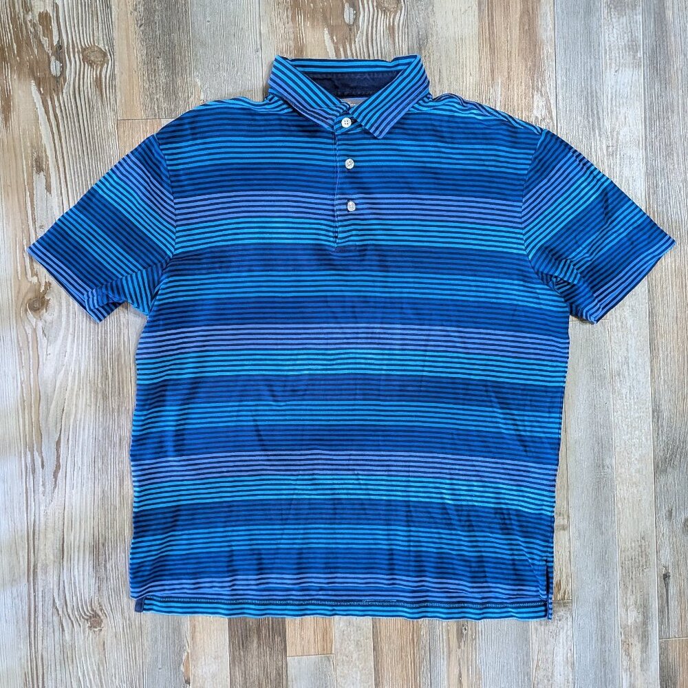 Daniel Cremieux Blue Stripe Polo Cotton Shirt Men's M